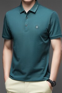 短袖t恤男装2023夏季新款中年潮流polo衫翻领商务休闲百搭t恤男士图片