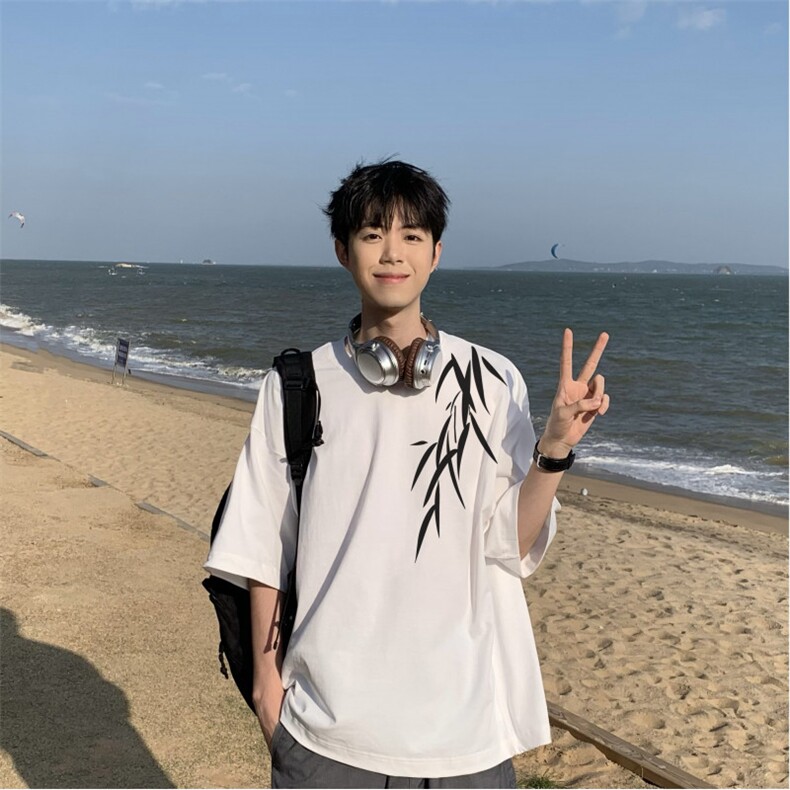 抖音品质INS潮流新款新中式印花短袖T恤dcm306-特批20控38,男装T恤,星座605(原A050)