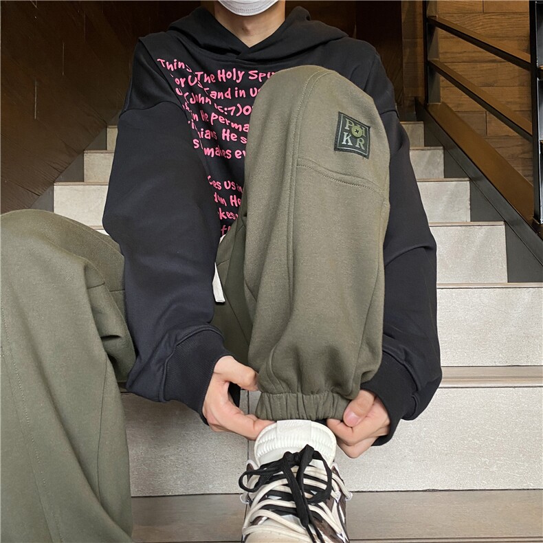 秋冬新款潮流百搭加绒保暖宽松束脚休闲卫裤B315-K23490-p65控88,男装休闲裤,电商B315