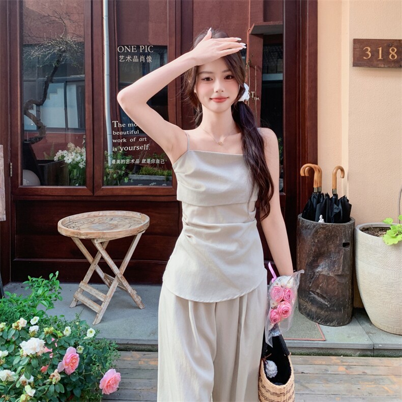 2026年夏季新款时尚潮流舒适洋气韩系气质三件套裤,女装套装/套裙,心心服饰