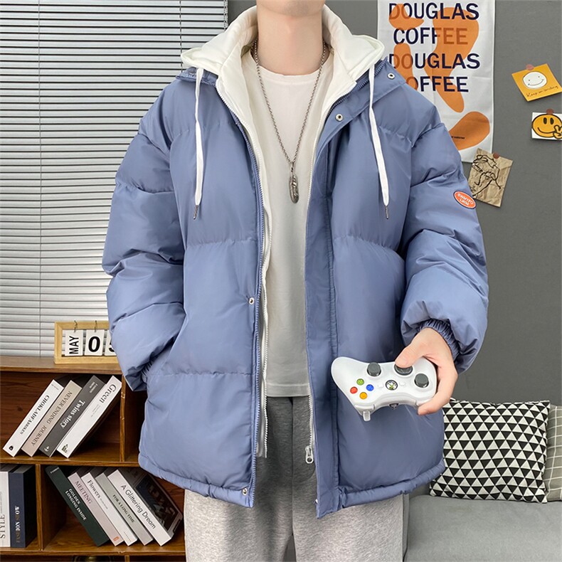 2024冬季新款棉衣男女情侣假两件宽松连帽加厚棉服潮WT08无标-P60图片