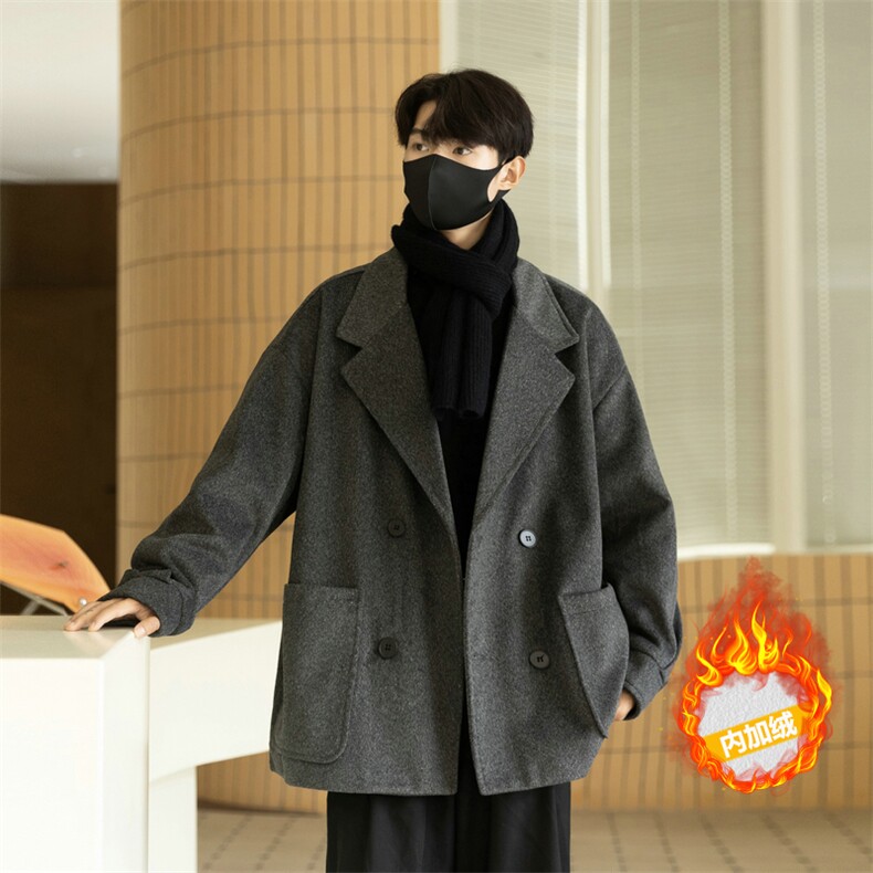 羊驼绒双排扣加绒加厚毛呢大衣504-F57-P90控128（加绒P100控148，男装毛呢大衣，星座504