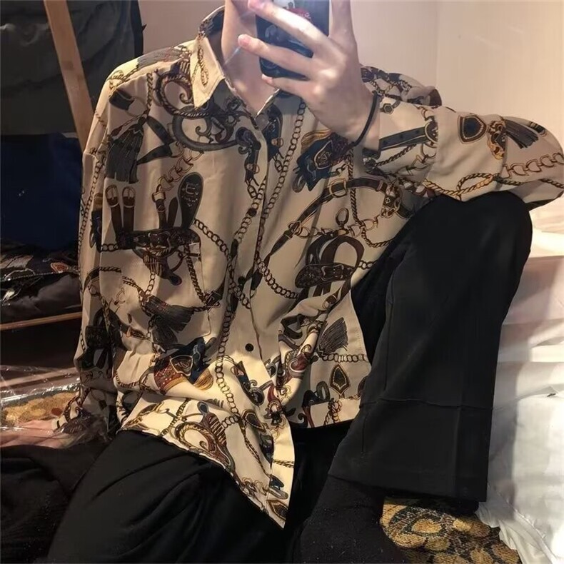 1506/Q3260/P30新款衬衫男秋装宽松男生潮流百搭休闲外套,男装衬衫,星座1506