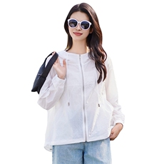 【现货】白色连帽防晒服女2024夏季清薄纯色凉感外套，女装防晒衣，梦懿尔