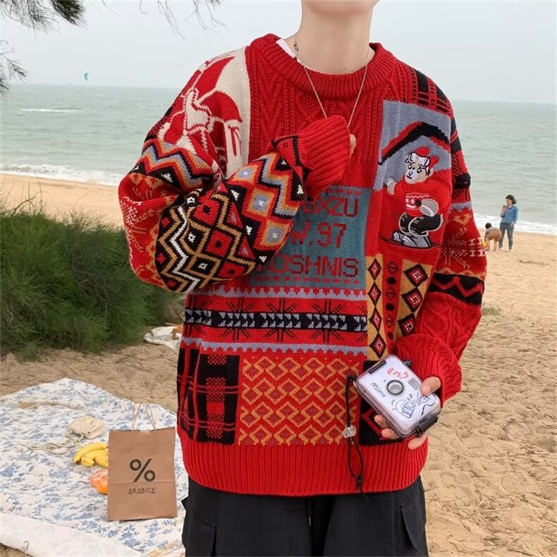 美式街头设计感圆领毛衣男慵懒风休闲针织衫GM24P52,男装针织衫/毛衣,星座1116-2