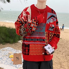 美式街头设计感圆领毛衣男慵懒风休闲针织衫GM24P52，男装针织衫/毛衣，星座1116-2