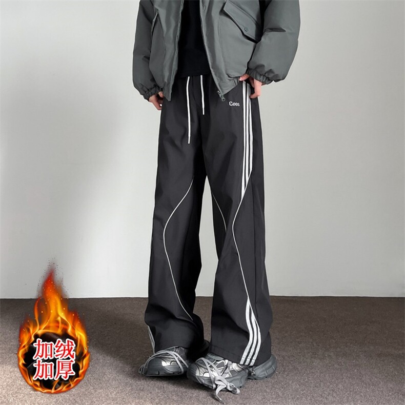 加绒加厚冬男女休闲裤字母印花条纹保暖滑雪登山冲锋裤h0521P45，男装棉衣，星座1013-1
