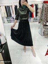 秋冬新款豹纹小衫+显瘦款丝绒裙白搭，其它，艺尚丽人