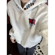 秋冬季新款青少年简约刺绣套头男女款休闲宽松连帽卫衣WH01，男装卫衣，星座1116A（原606A-3）