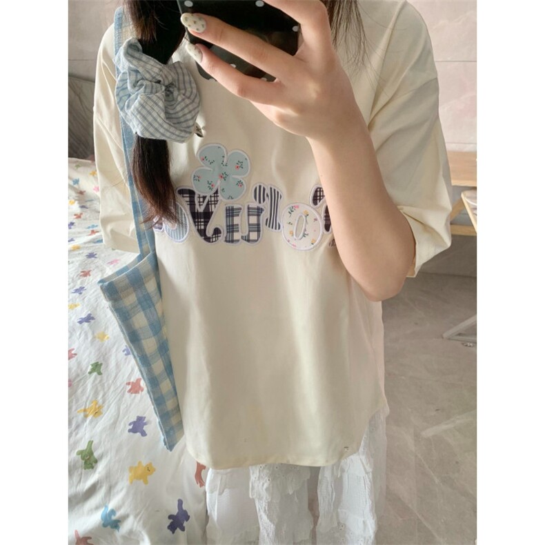 H0678-P35刺绣贴布宽松休闲短袖t恤女,男装T恤,星座617A-2