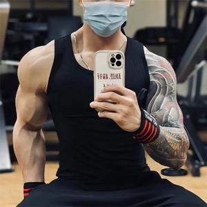 男士背心重磅棉粗螺纹街头工字无袖健身弹力修身吸汗肌肉男 DX23图片