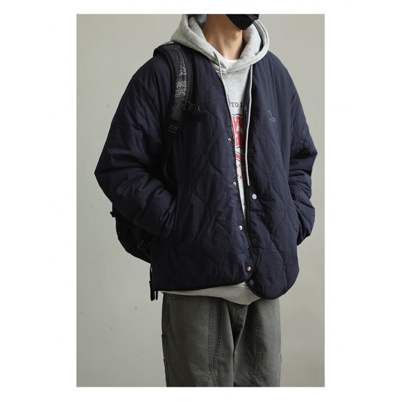 日系复古纯色廓形棉服外套男女冬季新款潮牌情侣棉衣夹克,男装夹克,星座506A