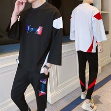 2021夏季新款潮牌棉短袖运动休闲T恤套装男F09P68，男装套装，电商A086