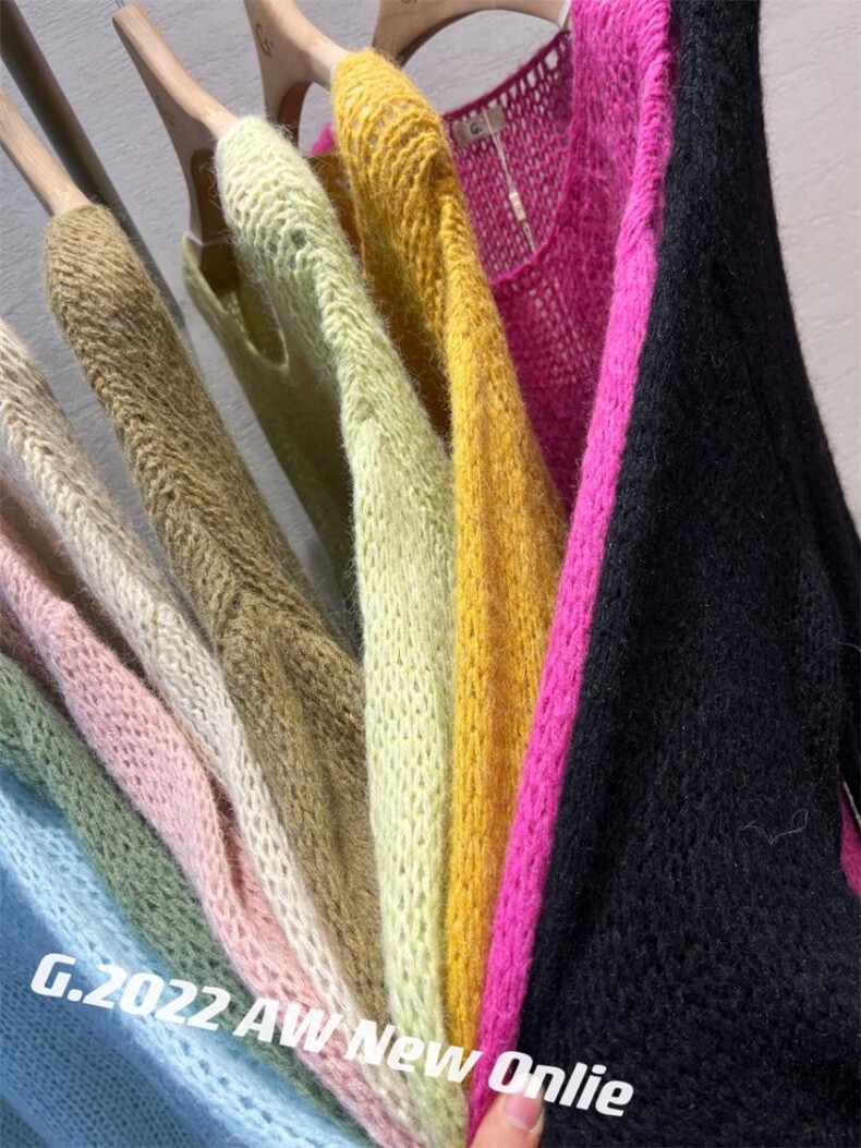 马海毛针织毛衣均码现货，女装针织衫/毛衣，G