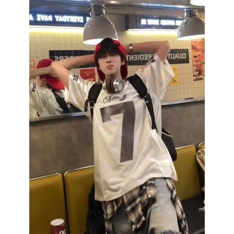 拼接网眼刺绣短袖t恤男宽松速干网面透气V领运动训练服上衣TS169,男装T恤,星座1116A（原606A-3）