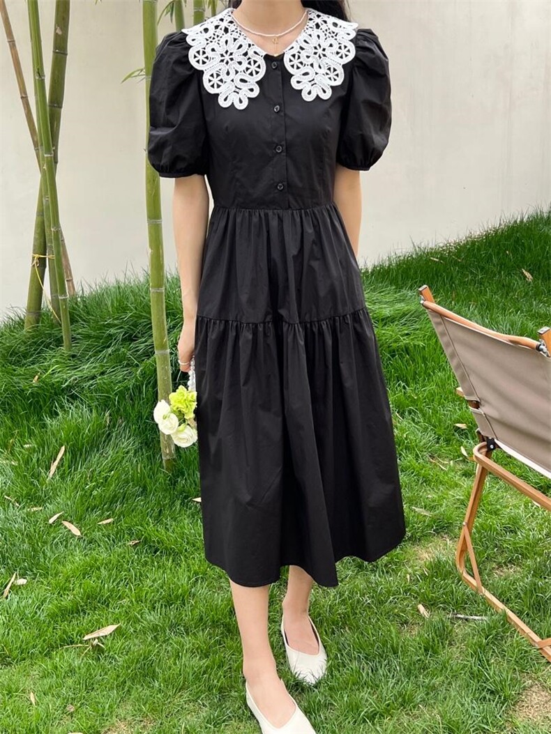 IMIZ｜NEW蕾丝领连衣裙op，女装连衣裙，IMIZ