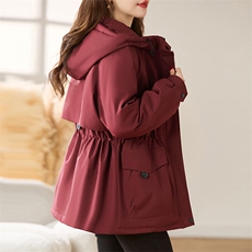 红工装羽绒服女2025冬季新款加厚保暖白鸭绒内胆派克服外套，女装羽绒服，慕咨