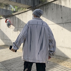秋季ins港风水洗扎染渐变宽松休闲牛仔夹克外套男JK02099-P70，男装夹克，星座308B-1