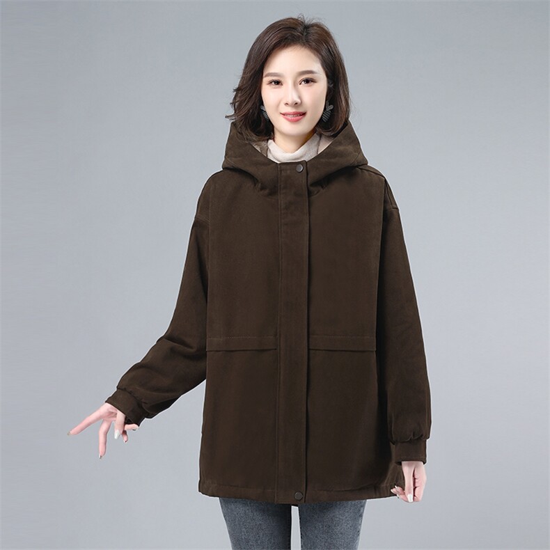 时尚女装派克服加厚保暖外套冬季新款宽松显瘦连帽棉服上衣，女装派克服，韩派