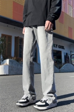 ！2025秋季新款男士弹力牛仔裤水泥灰小直筒裤NZ2401特P38，男装牛仔裤，电商B220