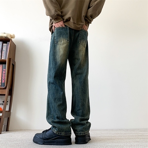 现货S-5XL 加肥加大码黄泥色直筒牛仔裤男 310A-2 BK205 P50 控78图片