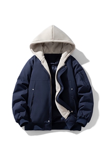 !潮流冬季连帽拉链加绒加厚棉衣情侣撞色棉服外套 MY5567-P78图片