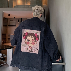 春秋新款港风高街潮牌印花牛仔夹克男士大码休闲外套 JK1162-P68图片