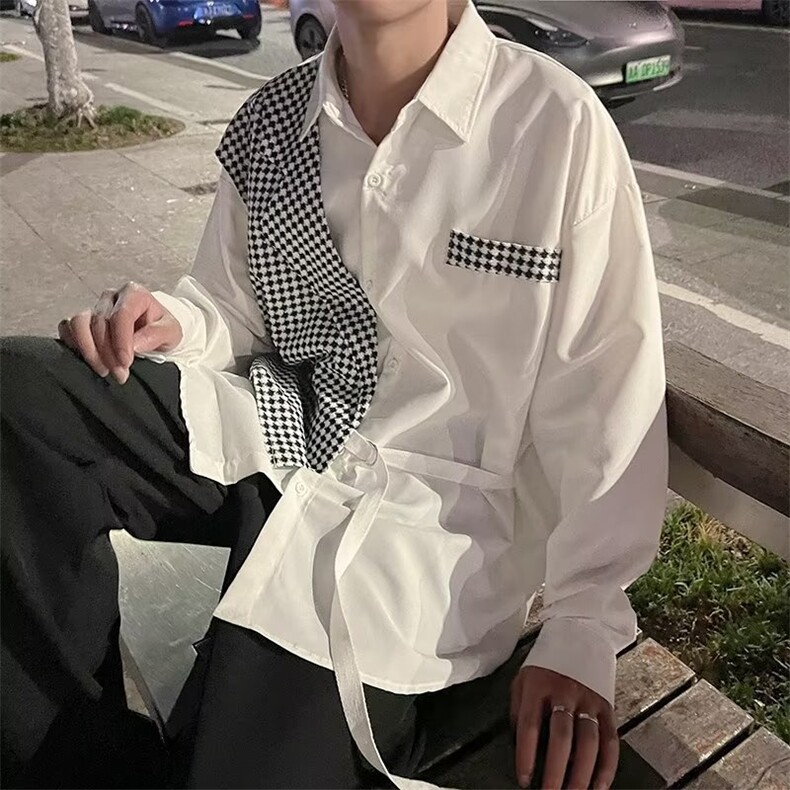 冷淡风男装高级感炸街衬衫男假两件设计感小众长袖C361P38,男装衬衫,星座1116-2