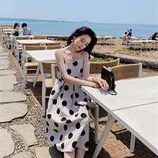 现货主推款高点击高转化大圆点吊带裙1318A-D04，女装背心吊带，西子