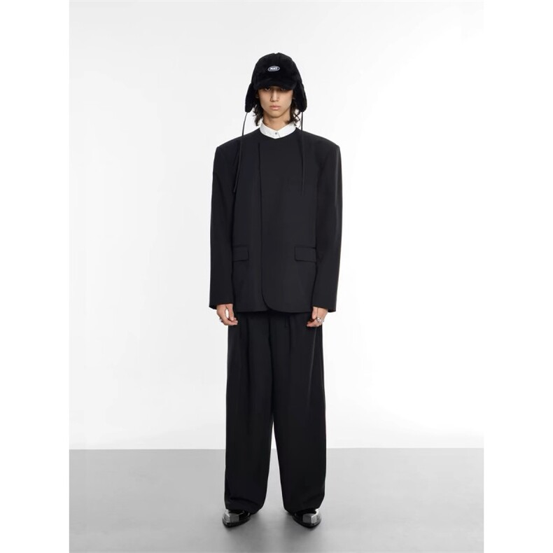 WE1552-P652025春秋新款高级感简约圆领百搭宽松西服,男装西服,电商B323A