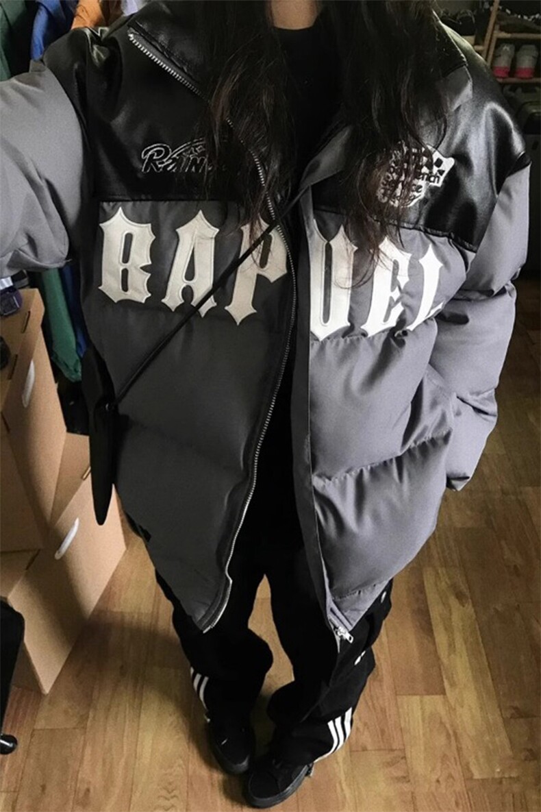 [有货]拼接加厚棉衣高街学院风棉服外套MY234特P84,男装棉衣,星座908-1