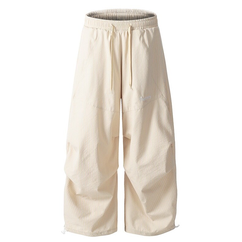 条纹工装裤女新款美式降落伞兵长裤宽松百搭阔腿休闲运动裤子，女装休闲裤，星座1210-1