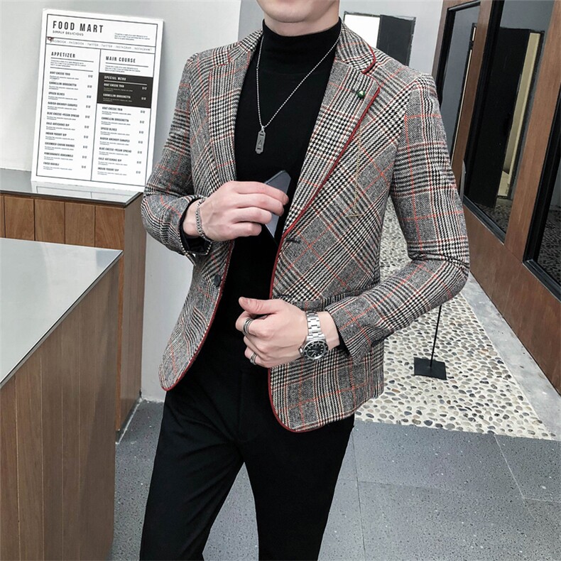 秋冬店主休闲夹克西装单西男士修身 西服 A236-XZ-160-P130图片