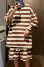 夏季新款青少年时尚百搭短袖休闲套装港风格子T恤男装TZ5909P55，男装休闲套装，电商A086