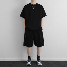 高端时尚休闲套装2026新款夏季工装短裤休闲运动服两件套男装，男装休闲套装，星座914