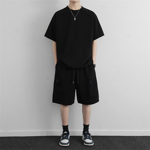 高端时尚休闲套装2026新款夏季工装短裤休闲运动服两件套男装图片
