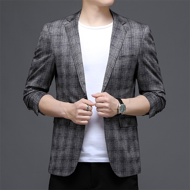 秋季新款西装男西服简约外套西服商务休闲小西装单西图片