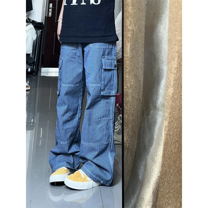 【网图有货】条纹工装牛仔男款夏季美式复古裤子KZ23CC-特P58,男装工装外套,星座1007（原301D）