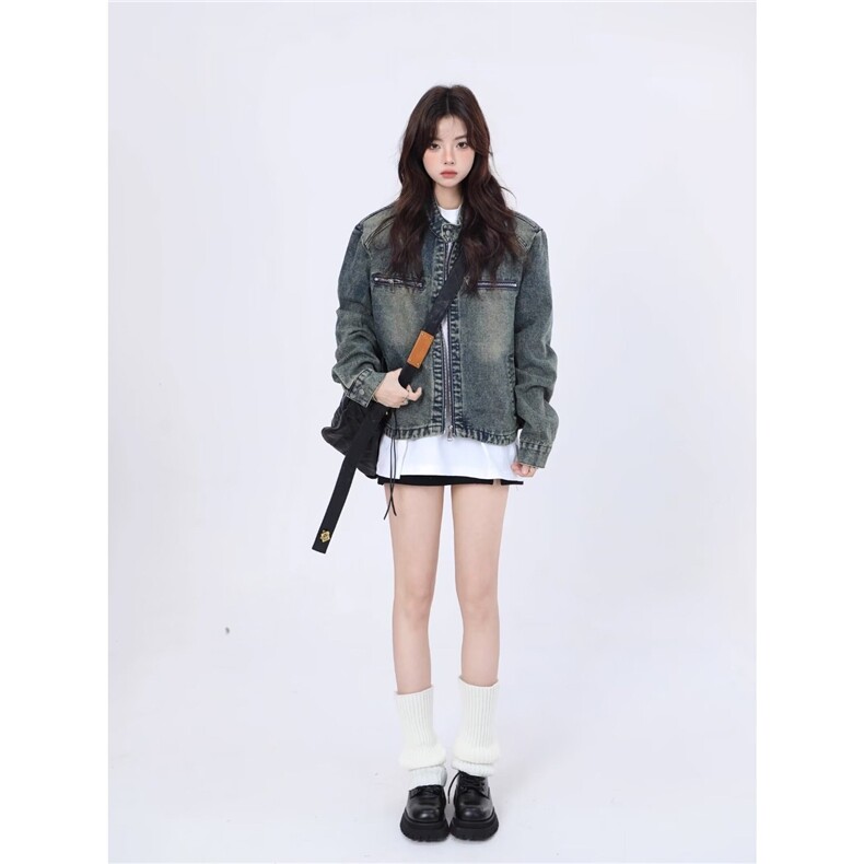 立领拉链牛仔外套男女2025秋季新款,男装工装外套,星座410-6（原星座1304-1）