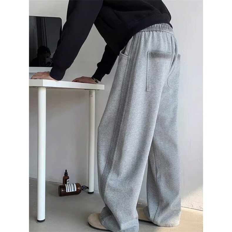 wassup happy弯刀裤子男款春秋季潮流美式高街阔腿裤运动休闲长裤图片