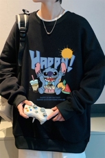 S6077-P28加绒款-P33秋季圆领卫衣男大码韩版宽松长袖外套，男装卫衣，电商A040