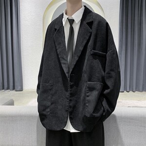 现货秋冬男款宽松帅气百搭潮流港风灯芯绒西装西服外套DM09-P65图片