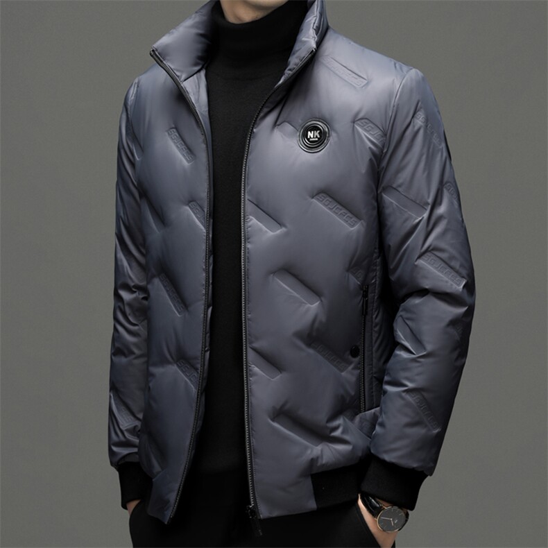 冬季羽绒服男士厚款保暖上衣2023新款中年商务休闲立领白鸭绒外套,男装羽绒服,电商B212（原钱塘6029）