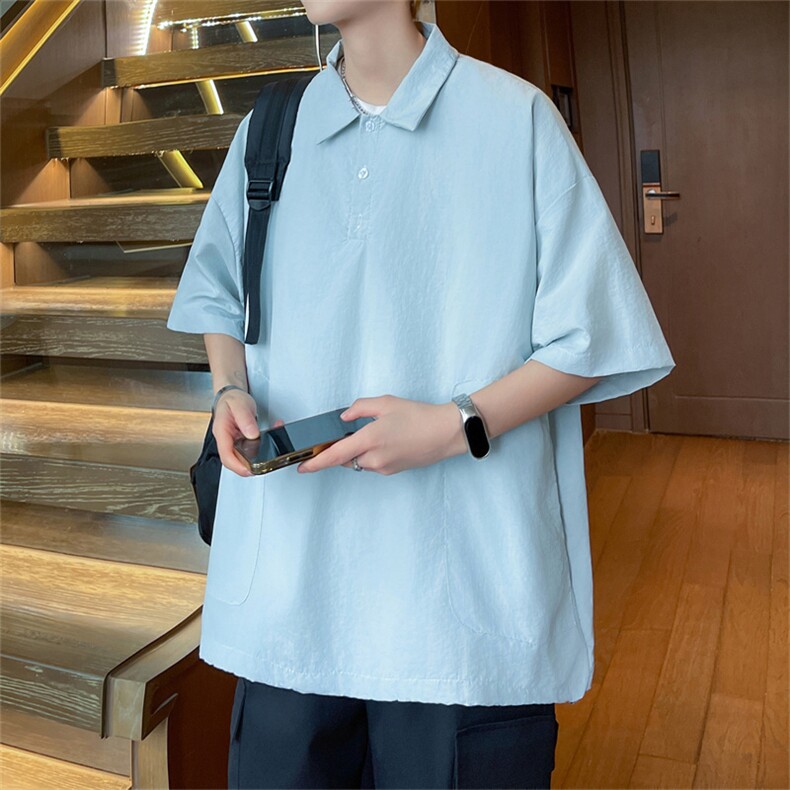 polo衫短袖男夏薄款t恤潮牌潮流港风翻领休闲宽松上衣PL0431-P38,男装Polo衫,星座308B-1