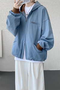 8XL-M 美式复古撞色连帽水洗夹克男高级感做旧情侣外套JK1327P88图片