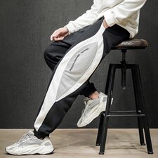 2021秋季新黑墙日系大码男撞色拼接运动九分休闲卫裤K2075-P45，男装休闲裤，电商A001