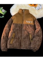 2025棉衣棉服迷彩灯芯绒拼接面包服立领棉袄外套1615-P80，男装棉衣，星座207