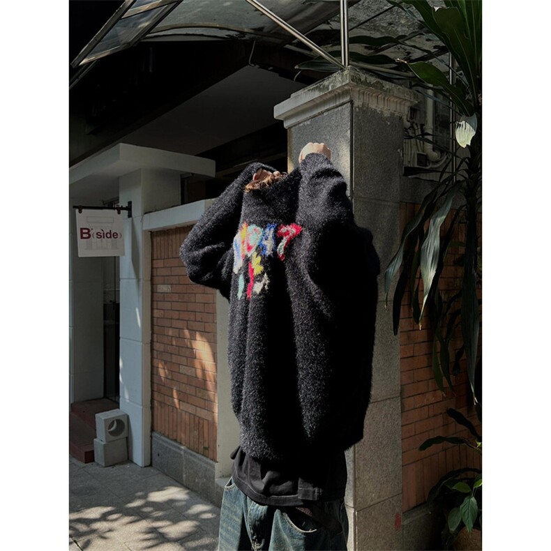 春秋季美式复古字母印花针织圆领毛衣男痞帅潮流百搭M105,男装针织衫/毛衣,星座1116A（原606A-3）