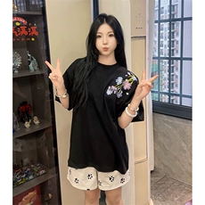 万针全刺绣解构设计260克重磅双纱纯棉高品质美式高街短袖T恤特39，男装T恤，电商A486