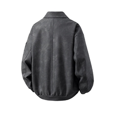 白底扎染做旧面料双拉链大口袋情侣女皮衣夹克男JK77867P90控148，男装皮衣，星座227-7